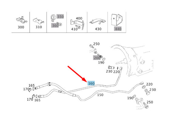 A6511802430 - NEW MB C W204 TRANSMISSION ON OIL COOLER RIGHT OIL LINE A6511802430 GENUINE