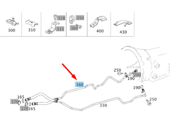 A6511803030 - NEW MB C W204 TRANSMISSION TO OIL COOLER RIGHT OIL LINE A6511803030