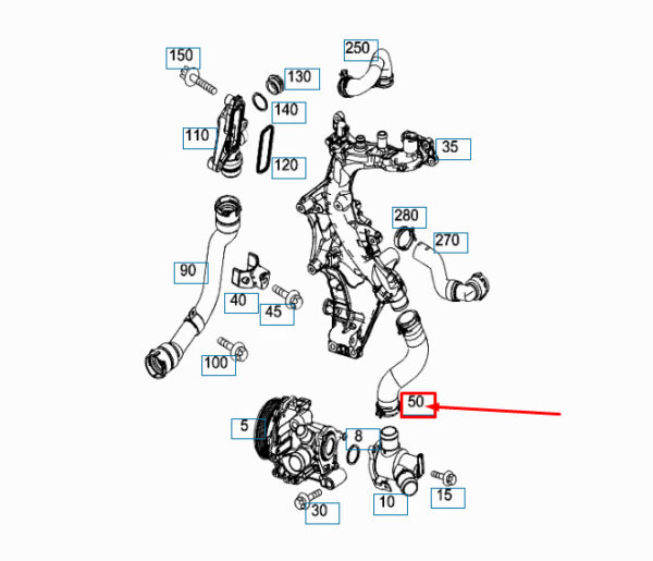 A6512031782 - NEW MERCEDES-BENZ A W176 WATER PUMP COOLANT HOSE A6512031782 ORIGINAL