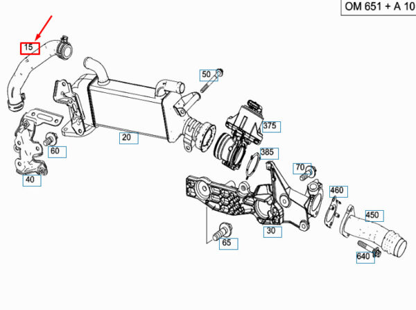 A6512032582 - NEW MB B W246 EXHAUST GAS RECIRCULATION COOLANT HOSE A6512032582 ORIGINAL