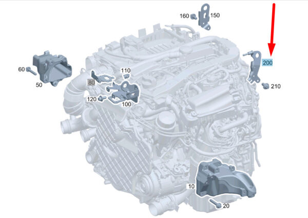 A6512231641 - Mercedes-Benz C W204 cylinder head rear left lifting eye A6512231641 NEW ORIGINAL