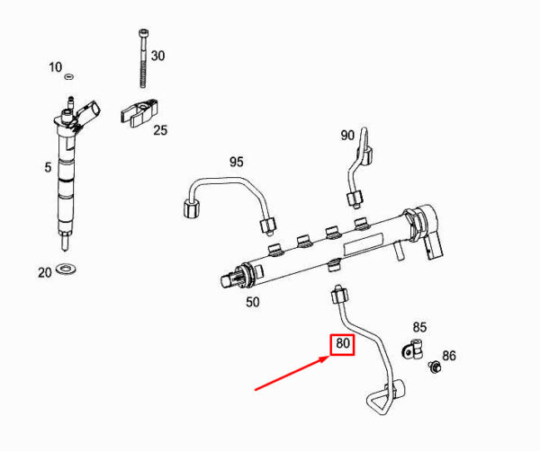 A6540709500 - New MERCEDES-BENZ GLE W167 Fuel Pressure Line A6540709500
