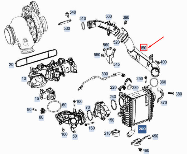 A6540980207 - Mercedes-Benz A W177 engine intercharge air line A6540980207, new original
