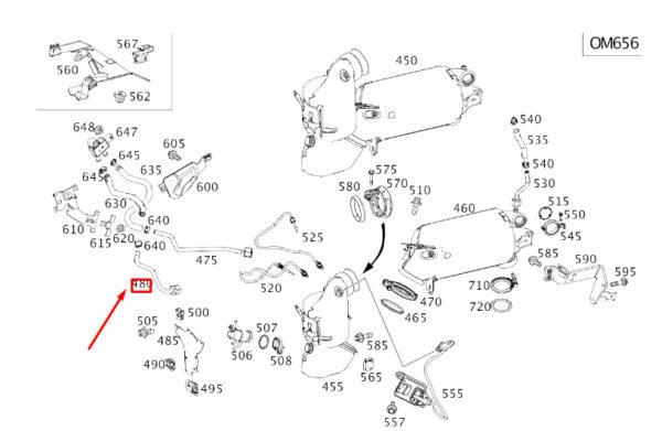 A6541400155 - Mercedes-Benz S W222 particulate filter pressure line A6541400155 NEW ORIGINAL