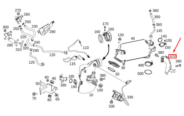 A6541420240 - NEW MB GLE W167 PARTICULATE FILTER TO CRANKCASE BRACKET A6541420240