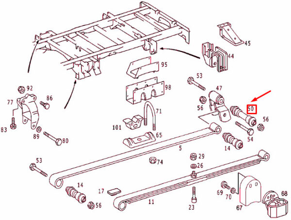 A9013240050 - NEW MERCEDES BENZ SPRINTER 903 REAR SPRING SOCKET A9013240050 ORIGINAL