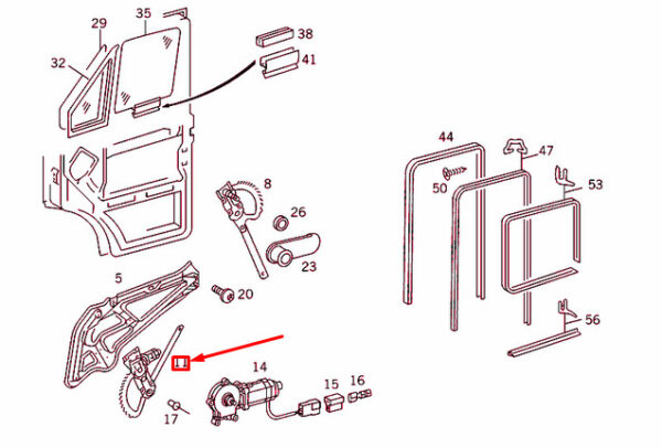 A9017201246 - NEW MB SPRINTER 903 FRONT RIGHT DOOR WINDOW REGULATOR A9017201246 OEM