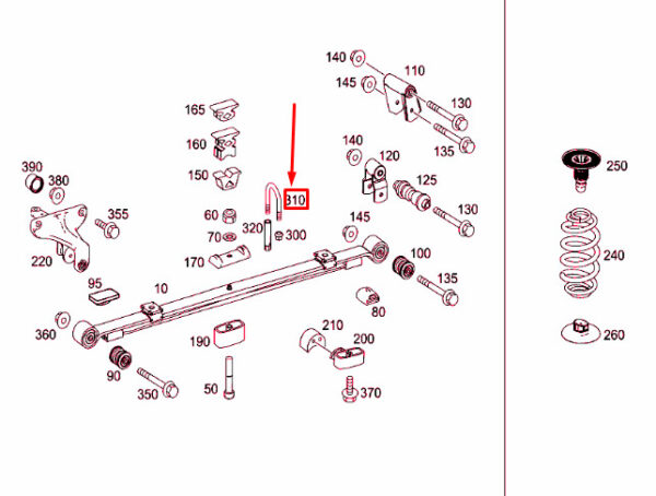 A9063251147 - NEW MERCEDES BENZ SPRINTER 906 REAR SUSPENSION SPRING & BOLT A9063251147