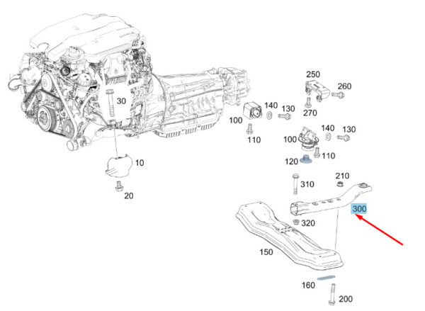 A9063300105 - NEW MB SPRINTER W907 ENGINE SUSPENSION LONGITUDINAL CARRIER A9063300105 ORIGINAL