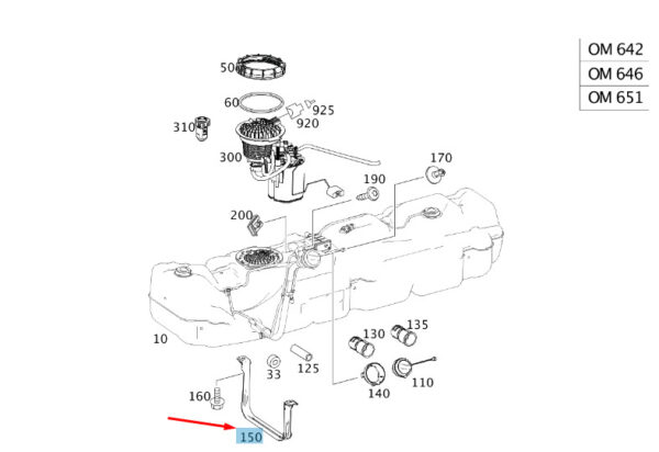 A9064750221 - NEW MB SPRINTER W907 FUEL TANK CENTRAL TENSIONING STRAP A9064750221 ORIGINAL