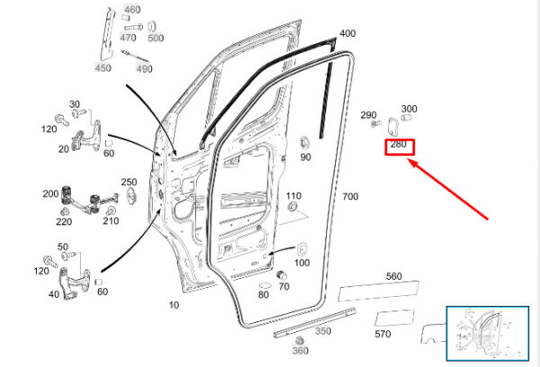A9067660600 - Mercedes-Benz Sprinter 907 Front Door Wedge Stopper A9067660600 NEW ORIGINAL
