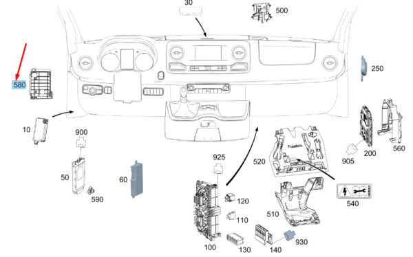A9075450500 - MB Sprinter W907 Mount for Interior Control Unit A9075450500, NEW, ORIGINAL