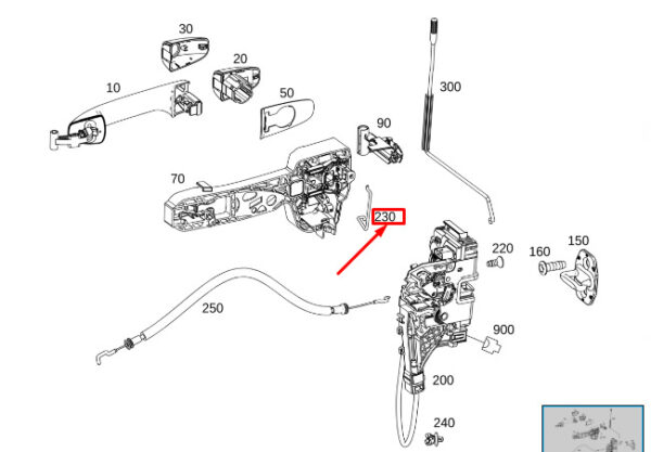 A9077220100 - MERCEDES-BENZ SPRINTER 907 Front RH Door Lock Link Rod A9077220100 NEW GENUINE