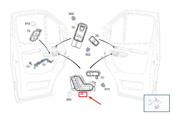 A90790502049107 - MB SPRINTER 907 control button for right seat A90790502049107 original part