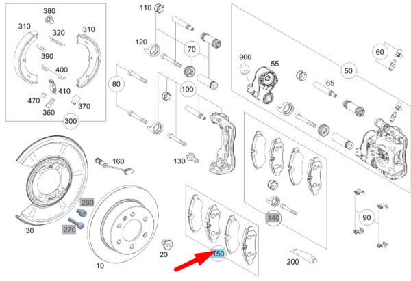 A9104207300 - Mercedes-Benz Sprinter W907 rear brake pads set A9104207300 NEW ORIGINAL