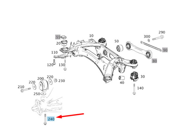 N000000004245 - NEW MB C W204 REAR DIFFERENTIAL TO FRONT CROSS BRACE BOLT N000000004245 ORIGINAL