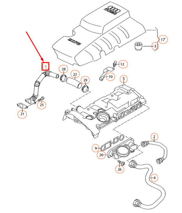 06D103215A - NEW AUDI A6 4F C6 ENGINE BREATHER LINE 06D103215A