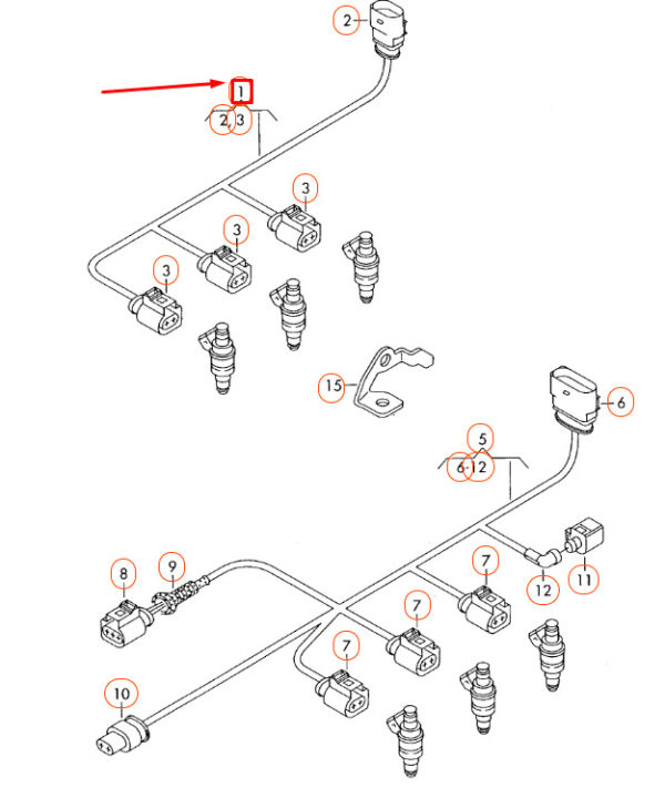 06E971627N - NEW AUDI A4 B8 ENGINE FUEL INJECTOR WIRING SET 06E971627N ORIGINAL