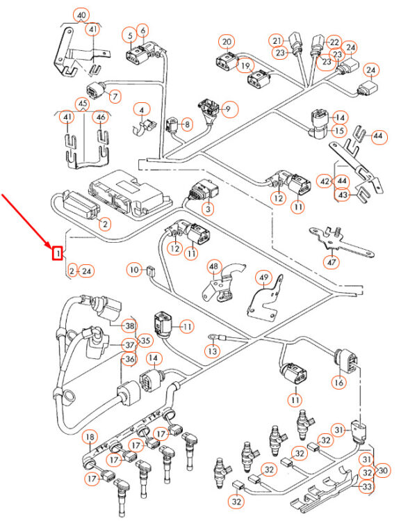 06F972619BG - NEW AUDI A3 8P ENGINE WIRING SET 06F972619BG ORIGINAL
