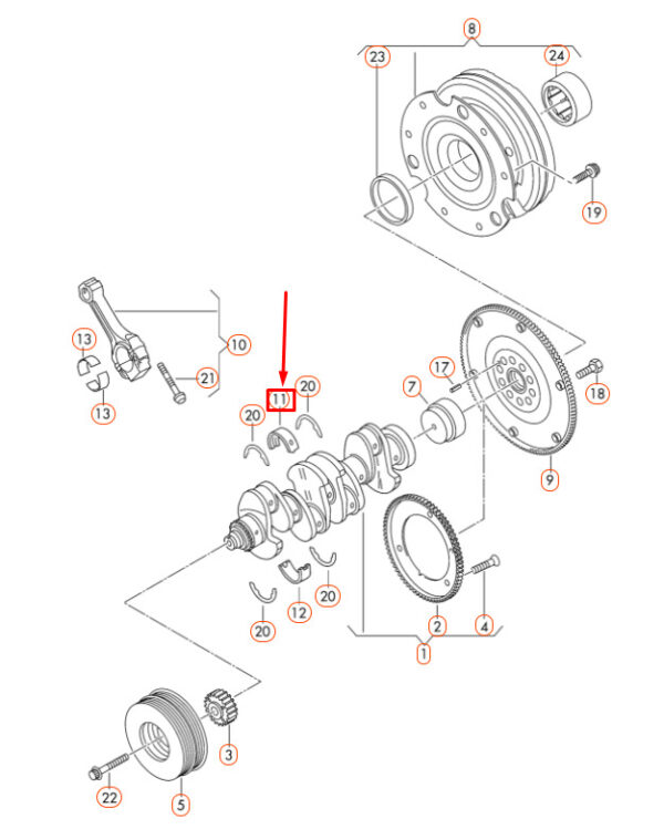 06H105561JSWA - NEW AUDI A4 B8 UPPER CONNECTING ROD BEARING SHELL 06H105561JSWA ORIGINAL