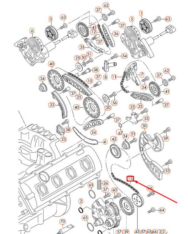 079109229D - NEW AUDI A4 B7 LOWER CENTRE CAMSHAFT TIMING CHAIN 079109229D ORIGINAL