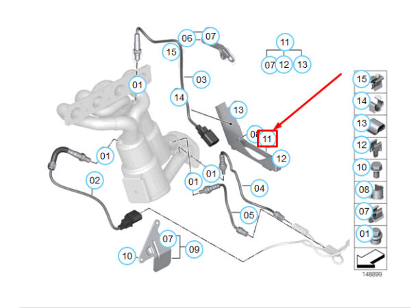 11787536938 - BMW 3 E90 Lambda Probe Oxygen Sensor Bracket 11787536938 7536938 ORIGINAL