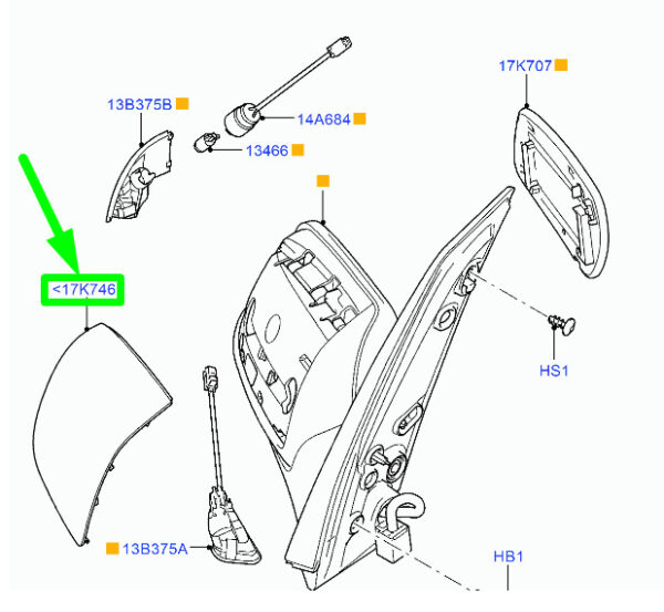 1335372 - FORD C-MAX MK1 Front Right Door Mirror Housing Cover 1335372 ORIGINAL