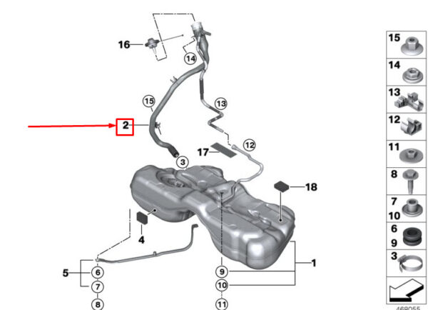 16117483891 - BMW 7 G11 Fuel Plastic Filler Pipe 16117483891 ORIGINAL