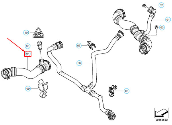 17113404069 - BMW X3 E83 Radiator Coolant Hose 17113404069 3404069 ORIGINAL