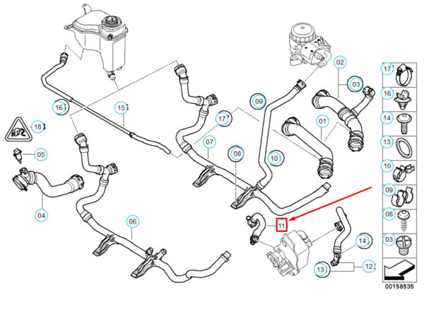 17127532063 - BMW 1 E87 Coolant Heater Return Pipe 17127532063 7532063 ORIGINAL