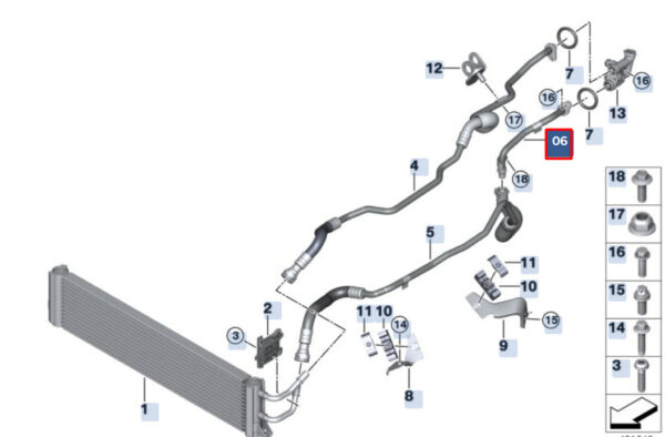 17228689543 - BMW 5 G30 Rear Transsmission Oil Cooler Feed Line 17228689543 ORIGINAL