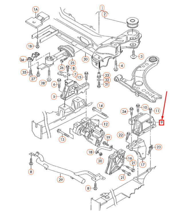 1J0199555CE - NEW VOLKSWAGEN BEETLE 9C LEFT GEARBOX MOUNTING 1J0199555CE