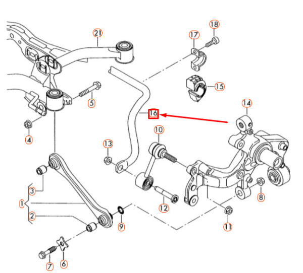 1K0511409CB - NEW AUDI Q3 8U REAR ANTI-ROLL BAR 1K0511409CB ORIGINAL