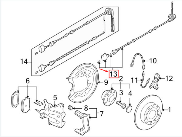 1K0927904AJ - AUDI A3 Sportback 8P Rear Right ABS Sensor Wiring 1K0927904AJ ORIGINAL