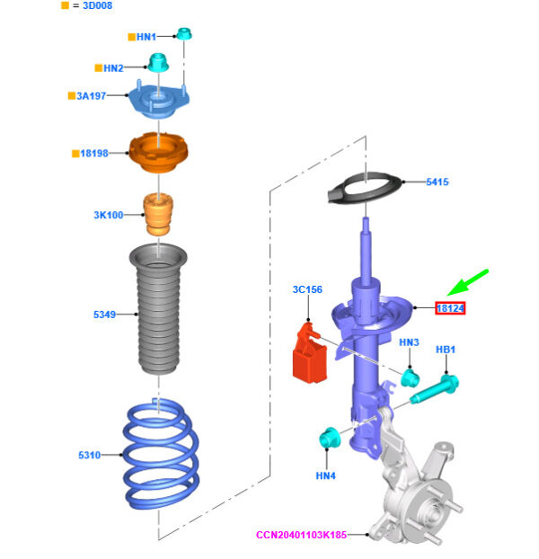 2037779 - FORD FIESTA MK6 WT Front Right Shock Absorber C1BC-18045-BH 2037779 ORIGINAL