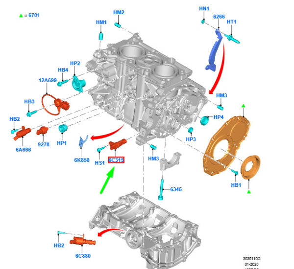 2120779 - FORD KUGA MK3 Crankshaft Position Sensor 2120779 GN1A-6C315-AB ORIGINAL
