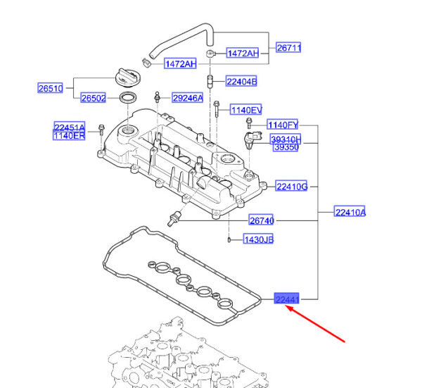 2244103170 - KIA CEED MK3 CD Rocker Cover Gasket 2244103170 ORIGINAL