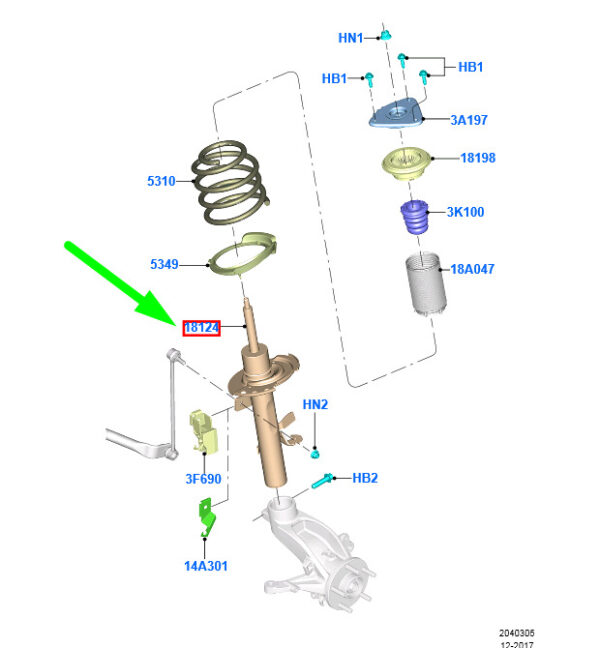 2270629 - FORD KUGA MK2 C520 Front Left Shock Absorber 2270629 HV61-18K001-BCA ORIGINAL