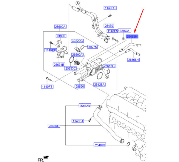 254692G201 - HYUNDAI SANTA FÉ MK3 DM Water To Throttle Body Hose 254692G201 ORIGINAL