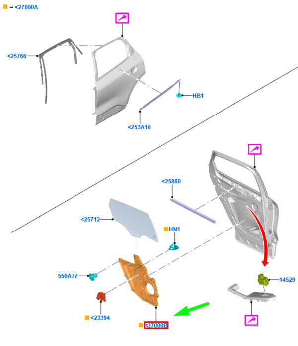 2549657 - FORD KUGA MK3 Rear Left Door Window Regulator 2549657 ORIGINAL