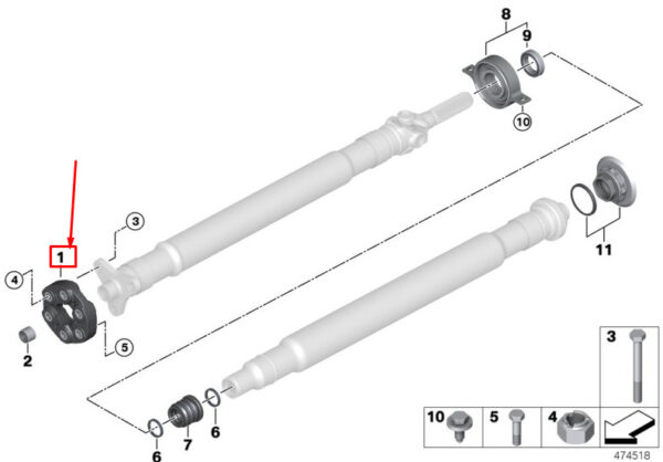 26118487178 - BMW X3 G01 Propshaft Universal Joint 26118487178 ORIGINAL