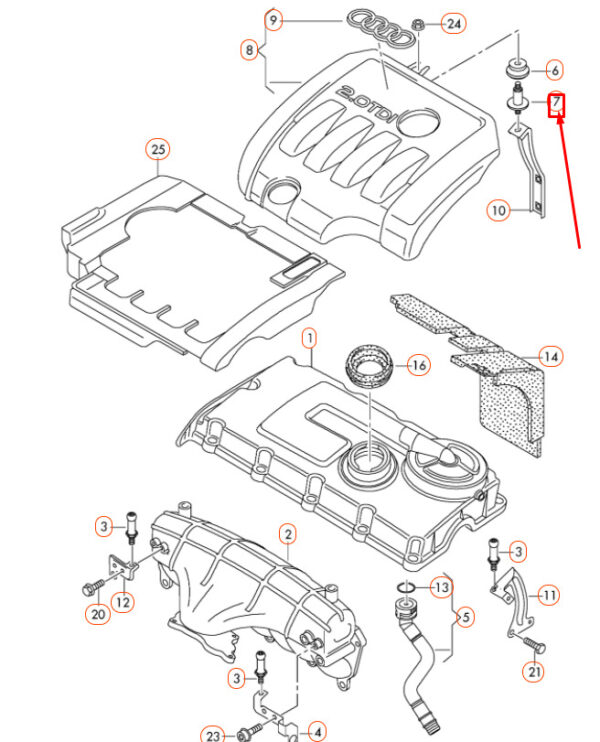 28103665 - NEW AUDI A3 8P ENGINE COVER SECURING PIN 028103665