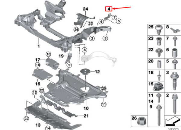 31106871101 - BMW 5 Touring G31 Left Engine Mount Strut 31106871101 ORIGINAL