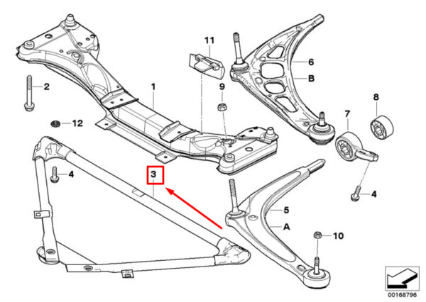 31111096431 - NEW BMW 3 E46 FRONT SUBFRAME REINFORCEMENT 31111096431 1096431 ORIGINAL