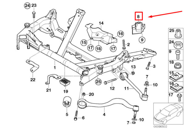 31121097202 - NEW BMW 5 E39 FRONT RIGHT AXLE SUSPENSION COVERING 31121097202 1097202 ORIGINAL