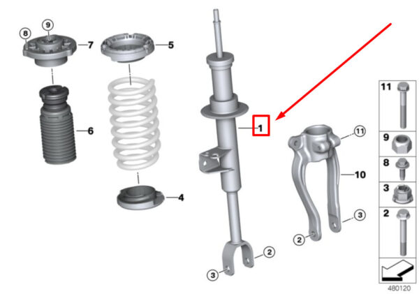 31316871995 - BMW 6 Gran Turismo G32 Front Left Shock Absorber 6871995 31316871995 ORIGINAL