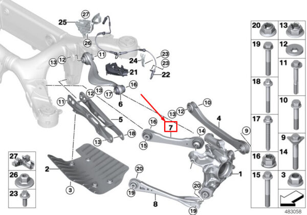 33306871498 - BMW X3 G01 Rear Right Guiding Suspension Link 33306871498 ORIGINAL