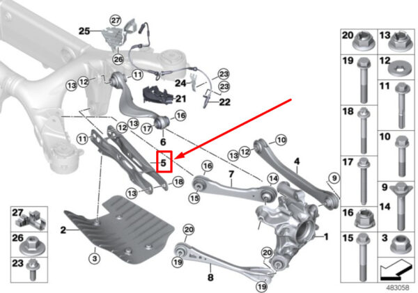 33326861131 - BMW G31 Rear Axle Suspension Camber Control Arm 6861131 33326861131 ORIGINAL