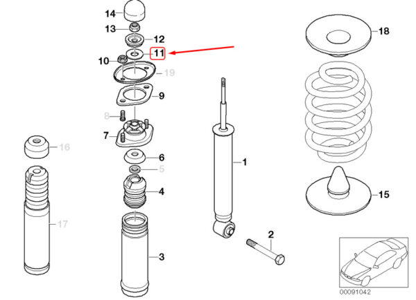 33526751174 - NEW BMW 3 CONVERTIBLE E46 REAR SPRING STRUT WASHER-GASKET 33526751174 ORIGINAL