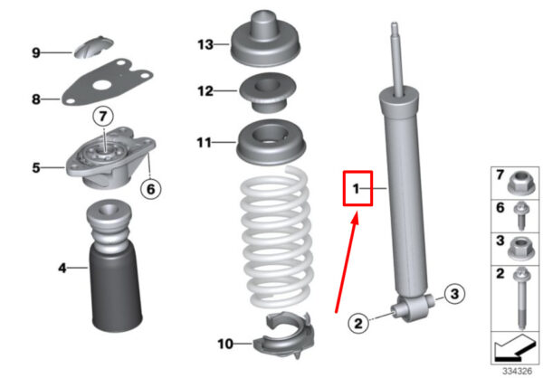 33526880946 - BMW 2 Coupe F22 Rear Shock Absorber 33526880946 6880946 ORIGINAL